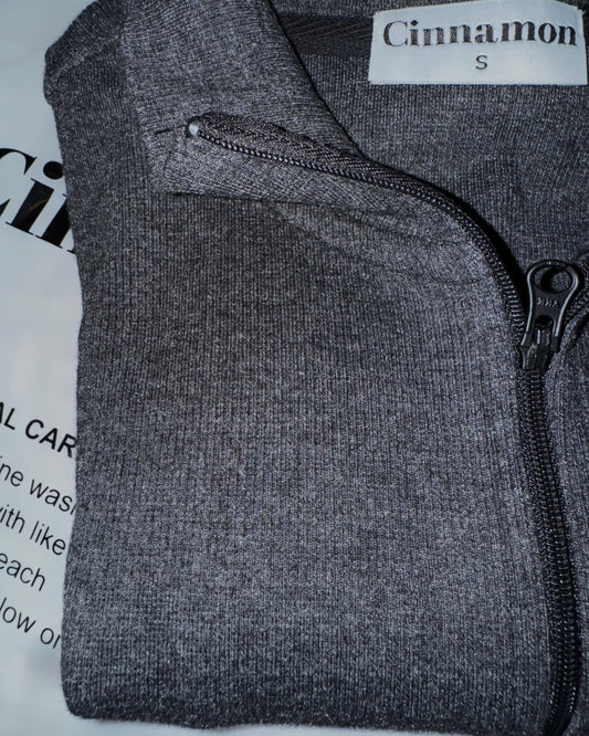 Rib-knit Quarter Zip Sweater