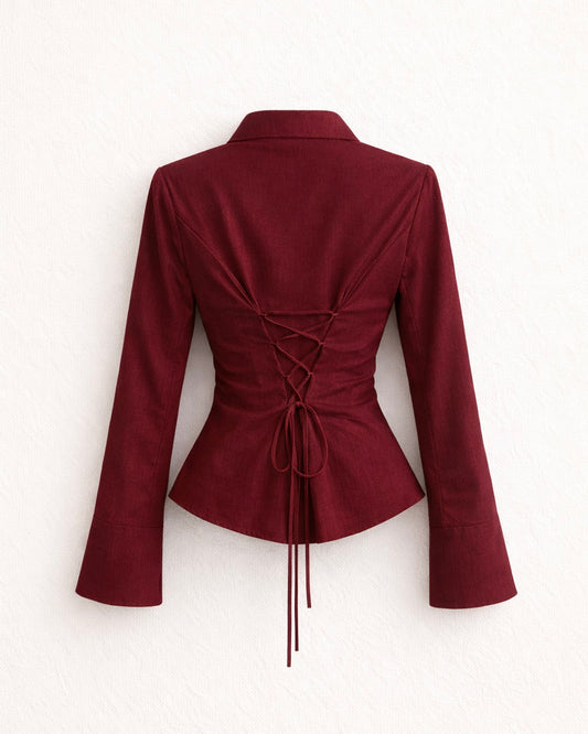Cherry Red Corset Button Down