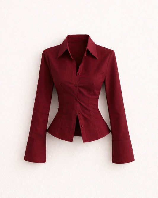 Cherry Red Corset Button Down