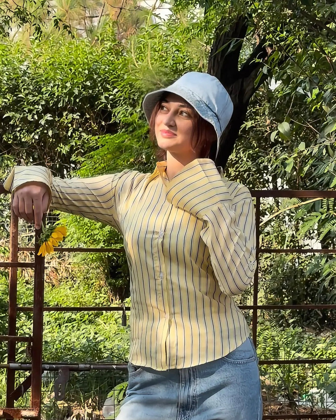 Butter Yellow Striped Button Down