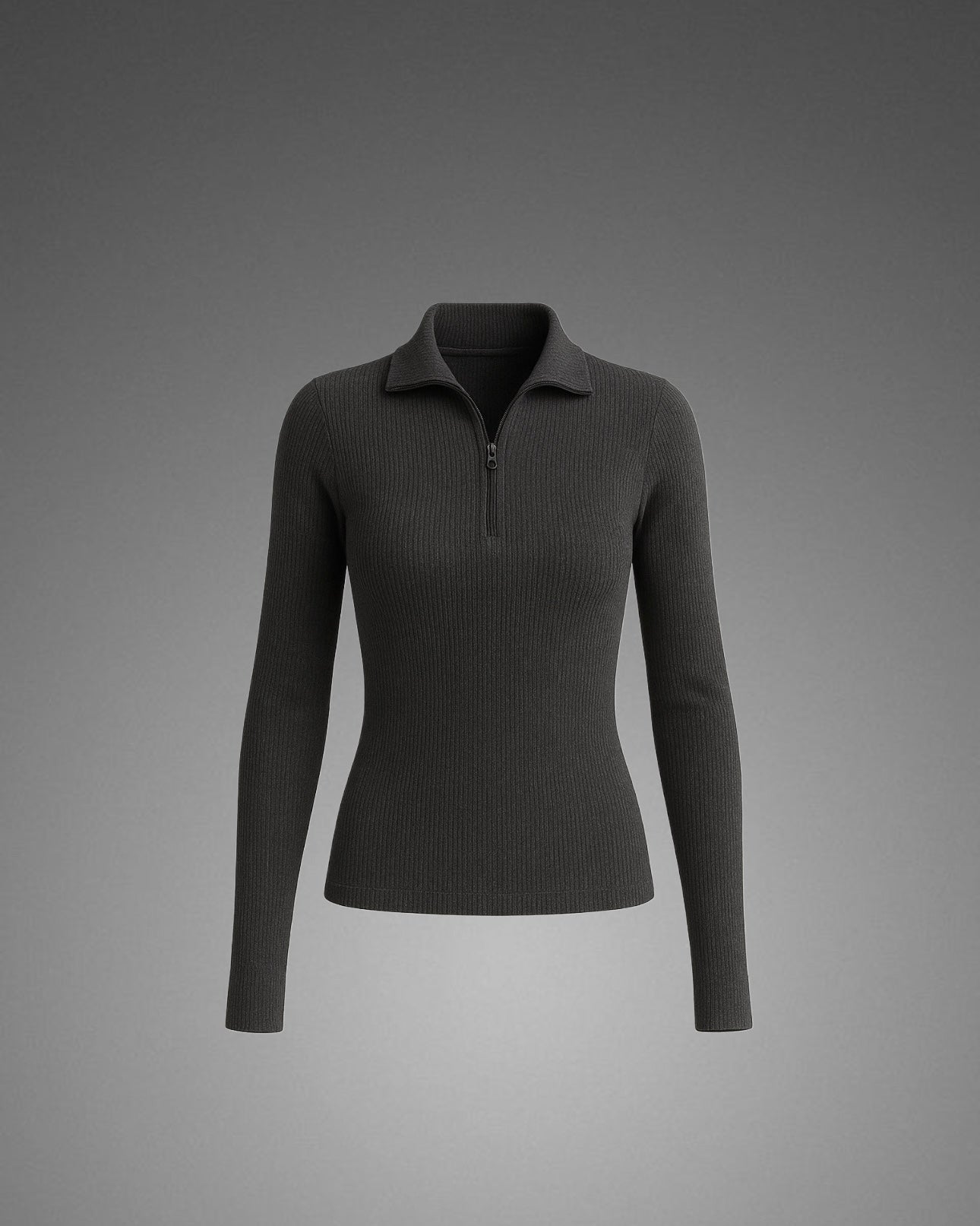 Rib-knit Quarter Zip Sweater