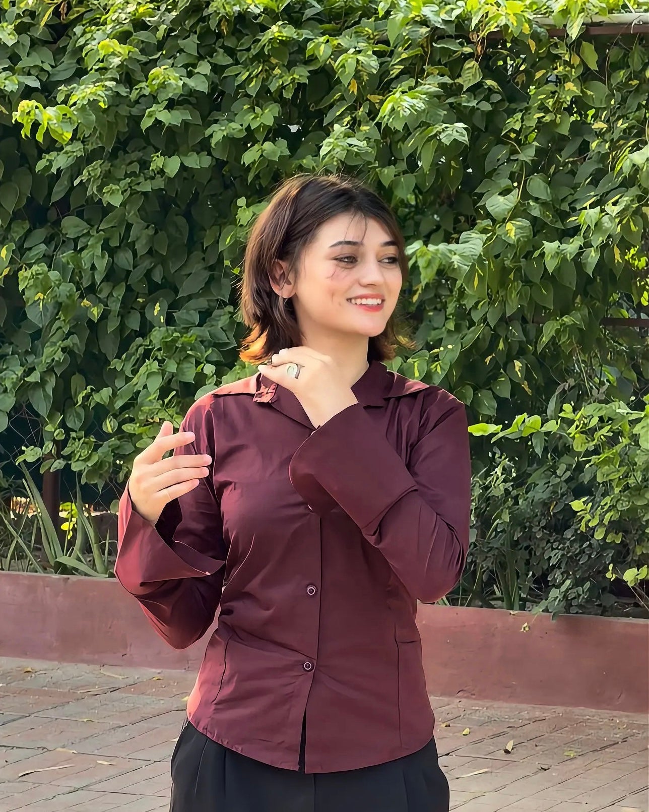 Burgundy Wine Button Down