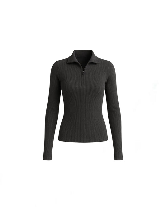 Rib-knit Quarter Zip Sweater