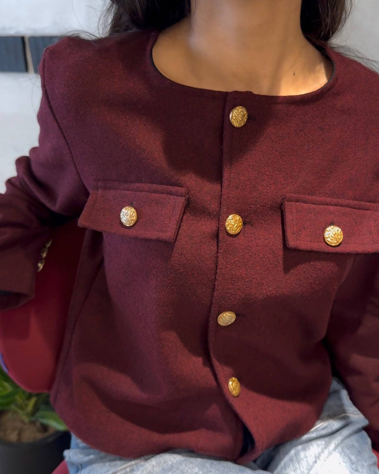 Burgundy Wool Blazer